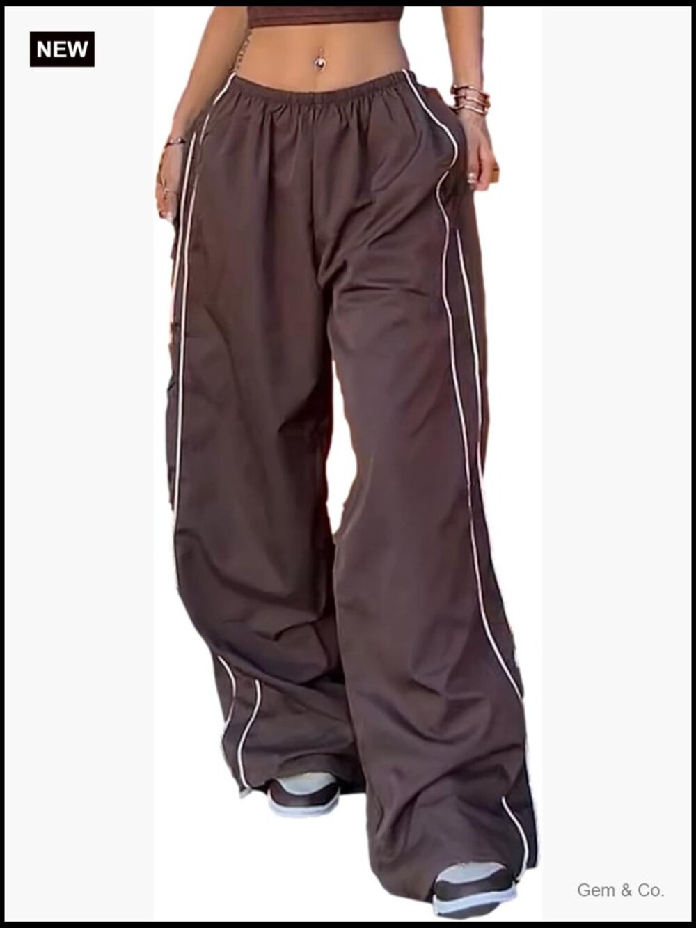 Y2K Parachute Pants Wide Leg Baggy Sweatpants Elastic Waist Jogger Track Pants